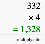 How to calculate 332 times 4 using long multiplication How to calculate 332 times 4 using long multiplication