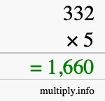 How to calculate 332 times 5 using long multiplication How to calculate 332 times 5 using long multiplication