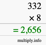 How to calculate 332 times 8 using long multiplication