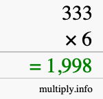 How to calculate 333 times 6 using long multiplication How to calculate 333 times 6 using long multiplication
