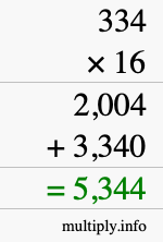 How to calculate 334 times 16 using long multiplication How to calculate 334 times 16 using long multiplication