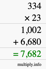 How to calculate 334 times 23 using long multiplication How to calculate 334 times 23 using long multiplication