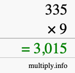How to calculate 335 times 9 using long multiplication