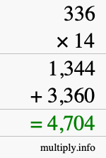 How to calculate 336 times 14 using long multiplication How to calculate 336 times 14 using long multiplication