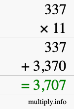 How to calculate 337 times 11 using long multiplication How to calculate 337 times 11 using long multiplication