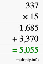 How to calculate 337 times 15 using long multiplication How to calculate 337 times 15 using long multiplication