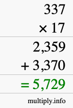 How to calculate 337 times 17 using long multiplication How to calculate 337 times 17 using long multiplication