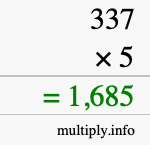 How to calculate 337 times 5 using long multiplication How to calculate 337 times 5 using long multiplication
