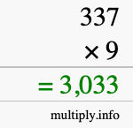 How to calculate 337 times 9 using long multiplication