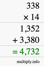 How to calculate 338 times 14 using long multiplication How to calculate 338 times 14 using long multiplication