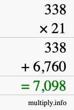 How to calculate 338 times 21 using long multiplication