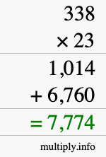 How to calculate 338 times 23 using long multiplication How to calculate 338 times 23 using long multiplication