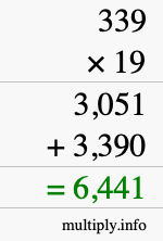 How to calculate 339 times 19 using long multiplication