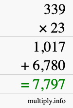 How to calculate 339 times 23 using long multiplication How to calculate 339 times 23 using long multiplication