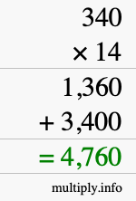 How to calculate 340 times 14 using long multiplication How to calculate 340 times 14 using long multiplication