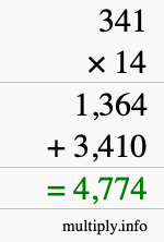 How to calculate 341 times 14 using long multiplication How to calculate 341 times 14 using long multiplication