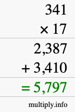 How to calculate 341 times 17 using long multiplication How to calculate 341 times 17 using long multiplication