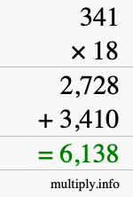 How to calculate 341 times 18 using long multiplication How to calculate 341 times 18 using long multiplication