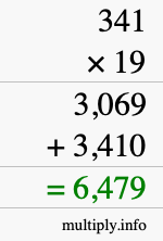 How to calculate 341 times 19 using long multiplication