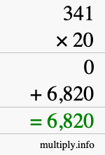 How to calculate 341 times 20 using long multiplication How to calculate 341 times 20 using long multiplication