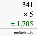 How to calculate 341 times 5 using long multiplication How to calculate 341 times 5 using long multiplication