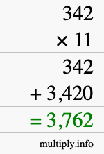 How to calculate 342 times 11 using long multiplication How to calculate 342 times 11 using long multiplication