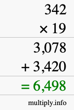 How to calculate 342 times 19 using long multiplication