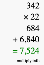 How to calculate 342 times 22 using long multiplication How to calculate 342 times 22 using long multiplication