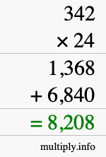 How to calculate 342 times 24 using long multiplication How to calculate 342 times 24 using long multiplication