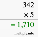 How to calculate 342 times 5 using long multiplication How to calculate 342 times 5 using long multiplication