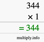 How to calculate 344 times 1 using long multiplication