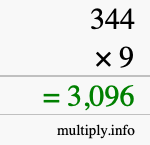 How to calculate 344 times 9 using long multiplication