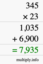 How to calculate 345 times 23 using long multiplication How to calculate 345 times 23 using long multiplication