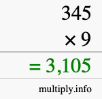 How to calculate 345 times 9 using long multiplication How to calculate 345 times 9 using long multiplication