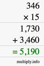 How to calculate 346 times 15 using long multiplication How to calculate 346 times 15 using long multiplication