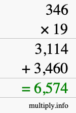 How to calculate 346 times 19 using long multiplication