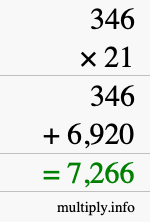 How to calculate 346 times 21 using long multiplication