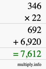 How to calculate 346 times 22 using long multiplication