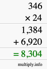How to calculate 346 times 24 using long multiplication