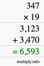 How to calculate 347 times 19 using long multiplication