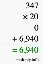 How to calculate 347 times 20 using long multiplication How to calculate 347 times 20 using long multiplication