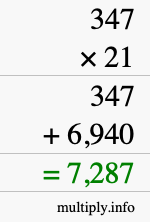 How to calculate 347 times 21 using long multiplication