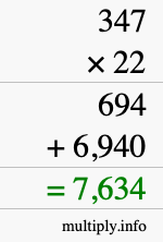 How to calculate 347 times 22 using long multiplication