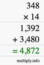 How to calculate 348 times 14 using long multiplication How to calculate 348 times 14 using long multiplication