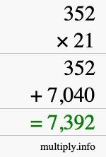 How to calculate 352 times 21 using long multiplication How to calculate 352 times 21 using long multiplication