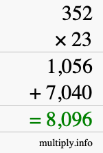 How to calculate 352 times 23 using long multiplication How to calculate 352 times 23 using long multiplication