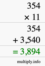 How to calculate 354 times 11 using long multiplication How to calculate 354 times 11 using long multiplication
