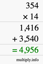 How to calculate 354 times 14 using long multiplication How to calculate 354 times 14 using long multiplication