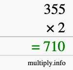 How to calculate 355 times 2 using long multiplication