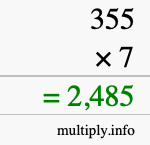 How to calculate 355 times 7 using long multiplication